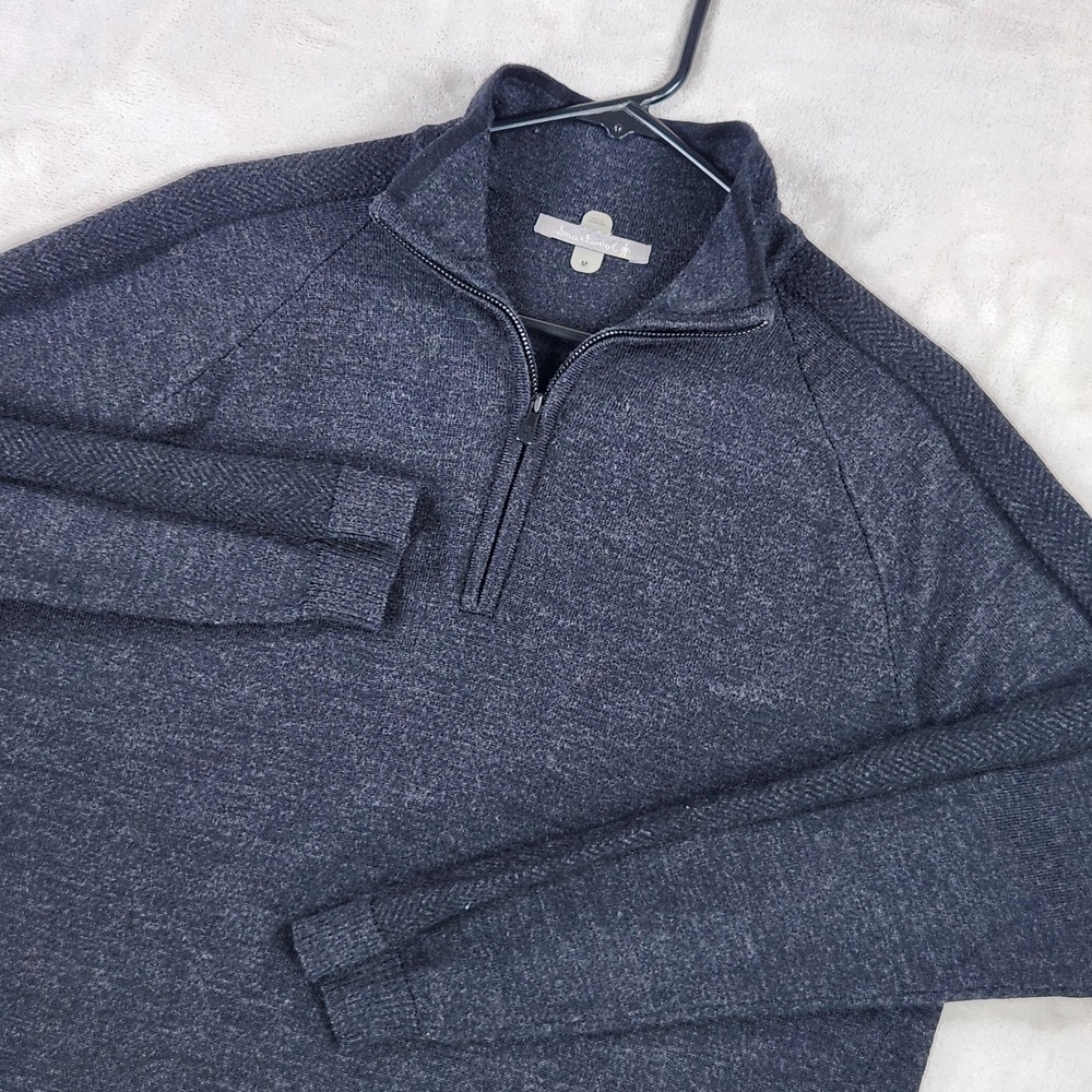 Smartwool Sweater Mens Medium Gray 1/4 Zip Merino Wool Mock Neck Knit Pullover
